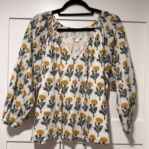 Emerson Fry Floral Blouse - White and Yellow